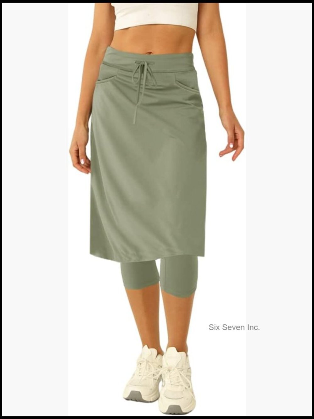 Knee Length Tennis Skirt with Built-in Legging and Pockets